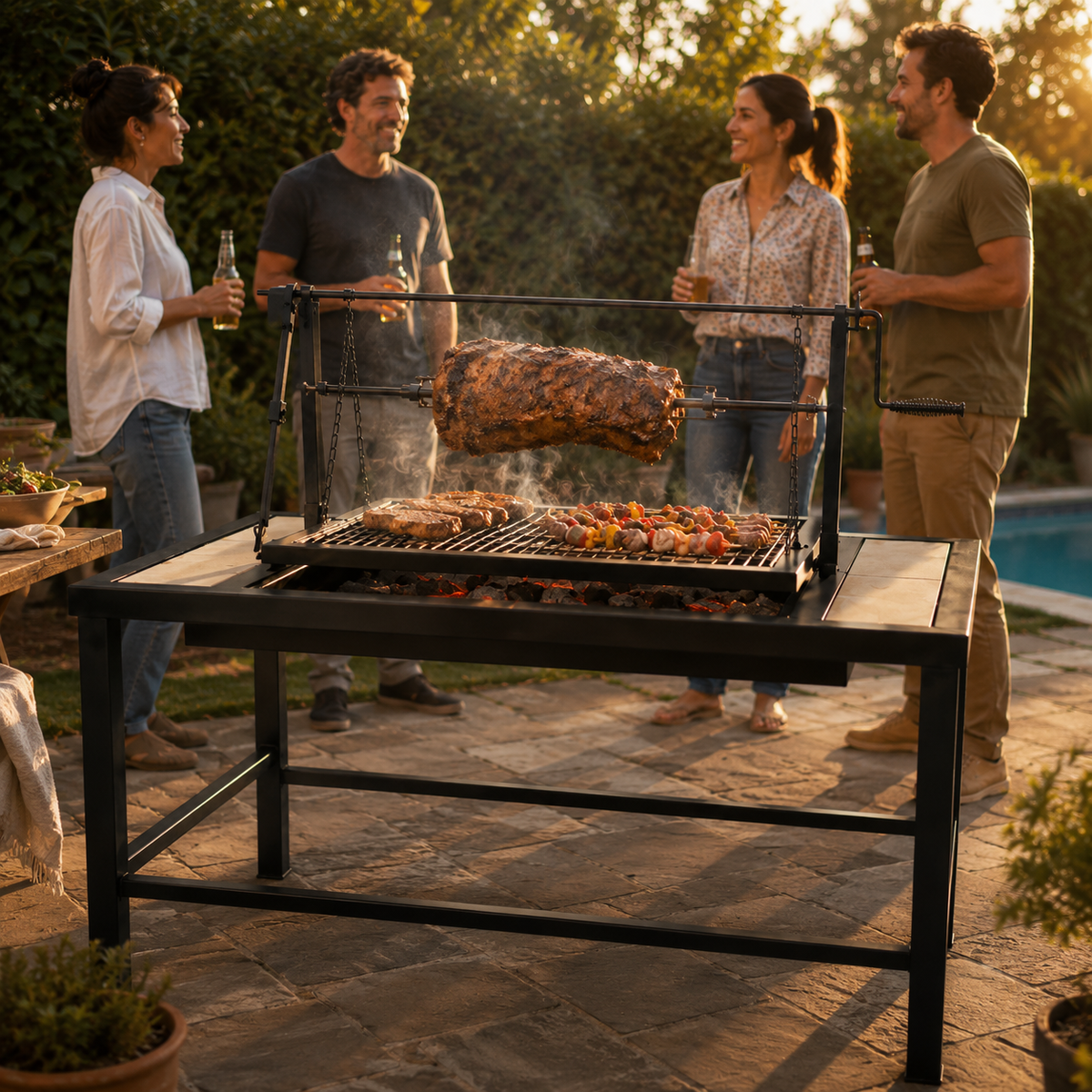 Mesa Parrilla Pro con Elevación a Manivela — PARRILLATE