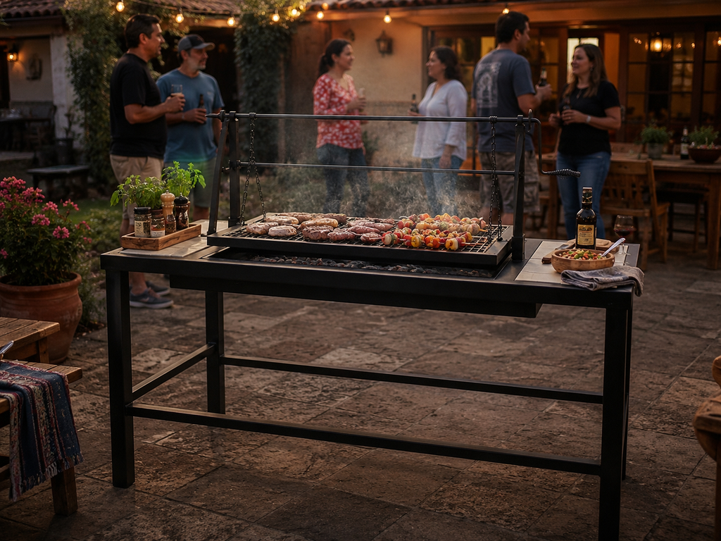 Detalle de la parrilla empotrada con manivela — PARRILLATE