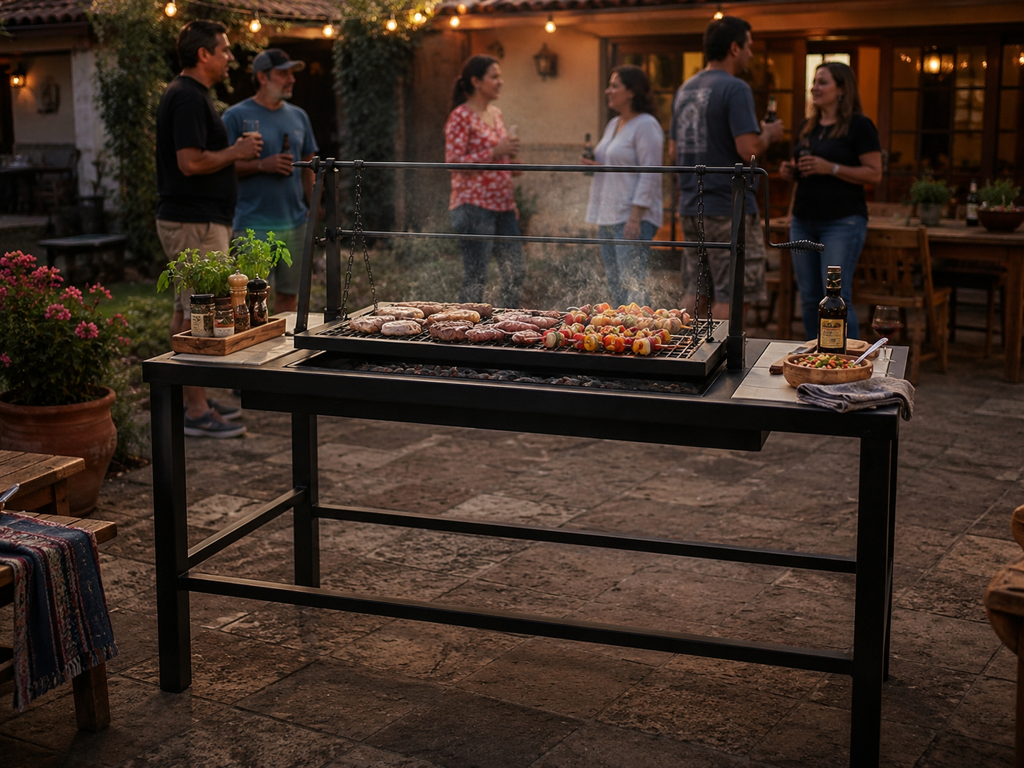 Detalle de la parrilla empotrada con manivela — PARRILLATE