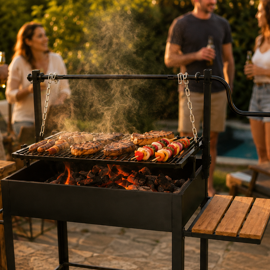 Parrilla Elevable con Manivela | Asado Chileno — PARRILLATE