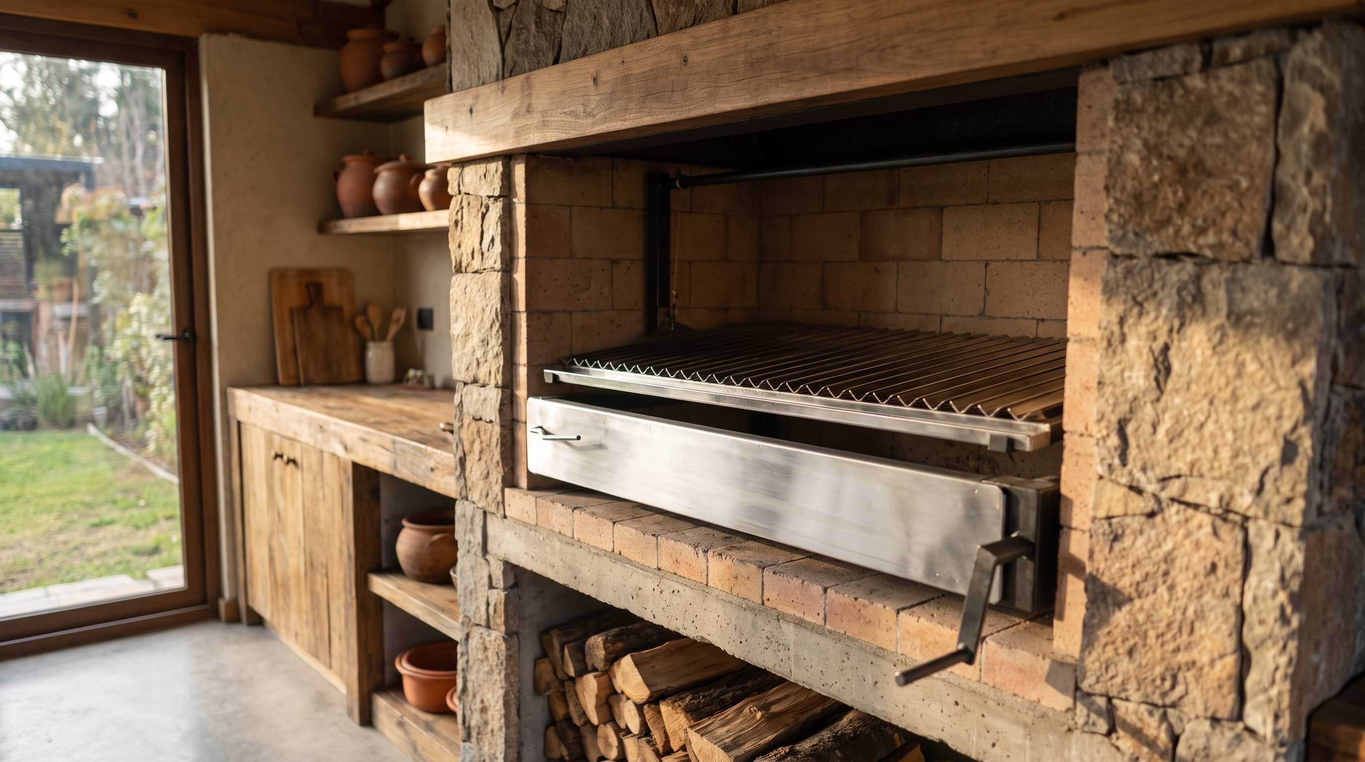 Parrilla con Manivela y Tapa Frontal de Acero Inoxidable — Quincho Pro | PARRILLATE