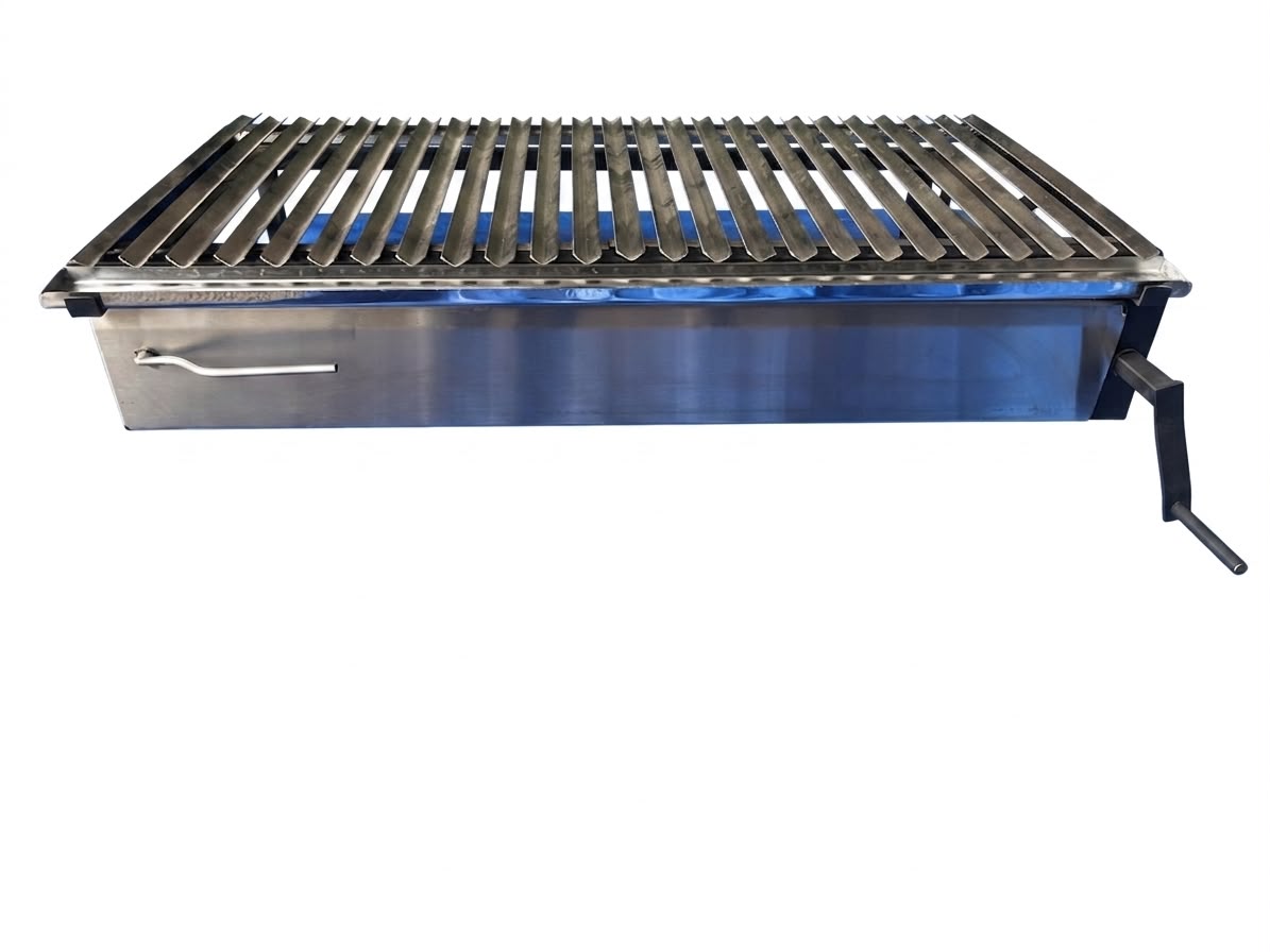 Parrilla con Manivela y Tapa Frontal de Acero Inoxidable — Quincho Pro | PARRILLATE