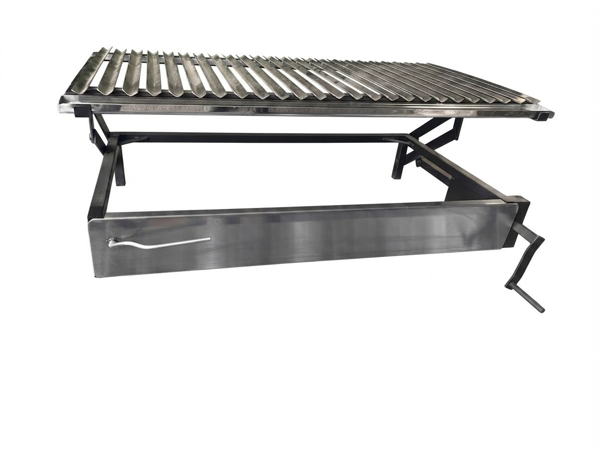 Parrilla con Manivela y Tapa Frontal de Acero Inoxidable — Quincho Pro | PARRILLATE