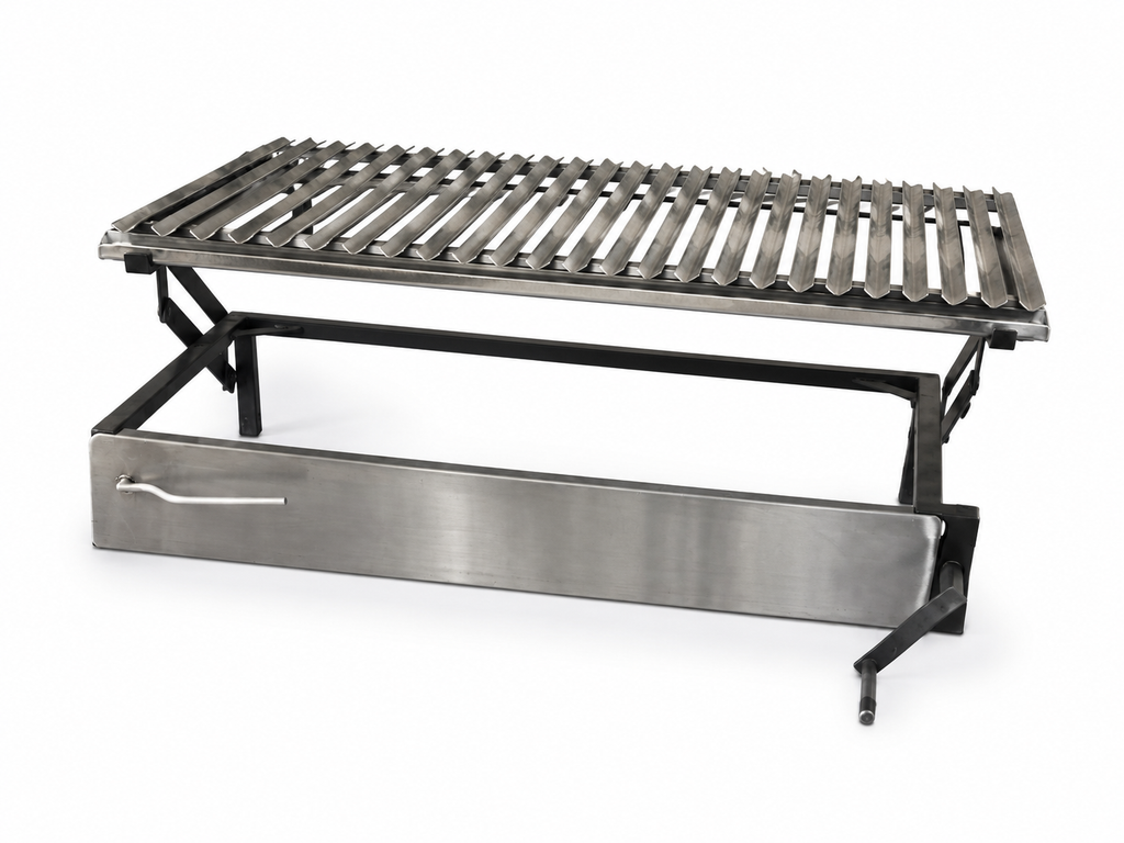 Parrilla con Manivela y Tapa Frontal de Acero Inoxidable — Quincho Pro | PARRILLATE