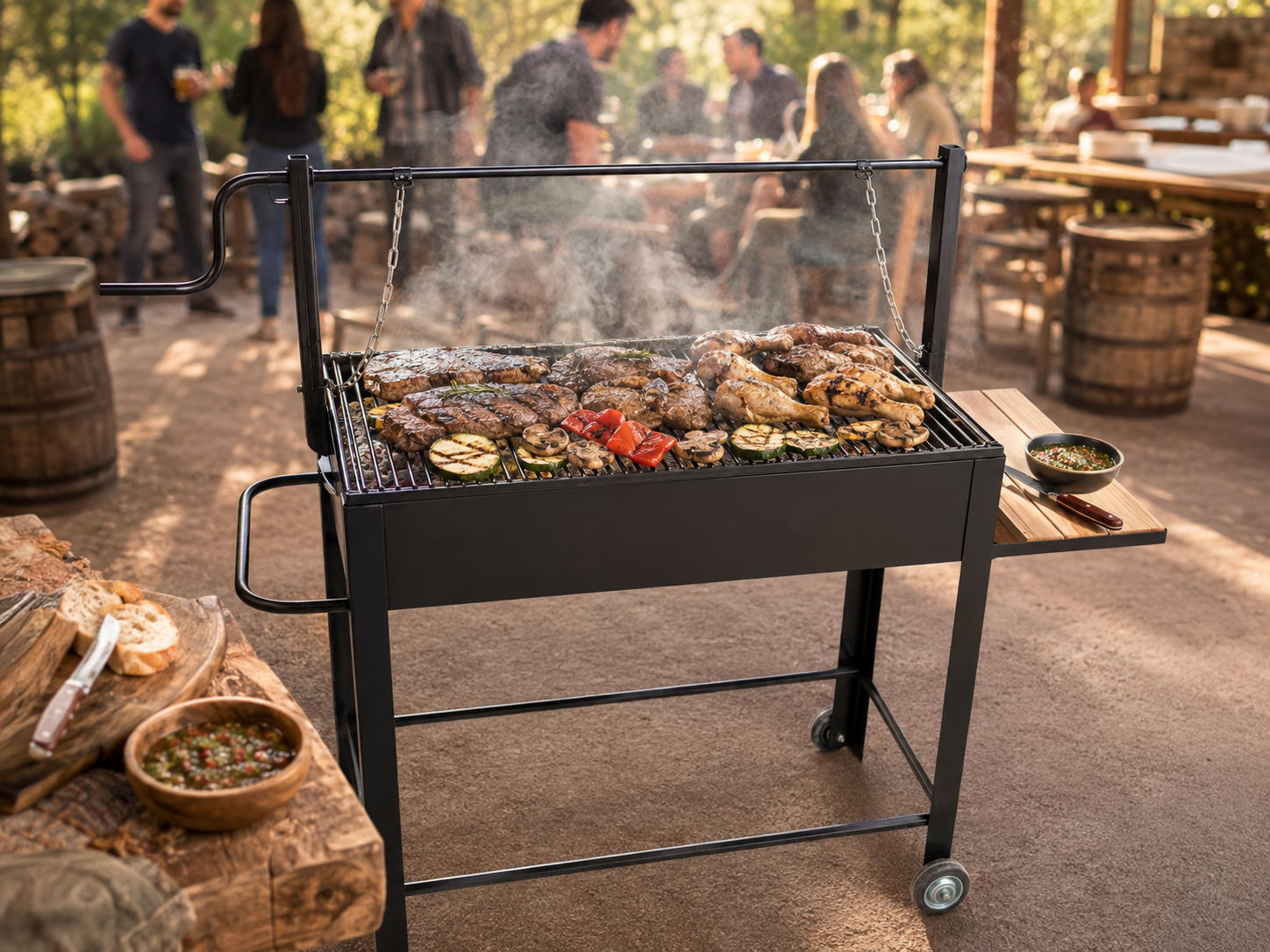 Detalle de la parrilla elevable formato grande — PARRILLATE