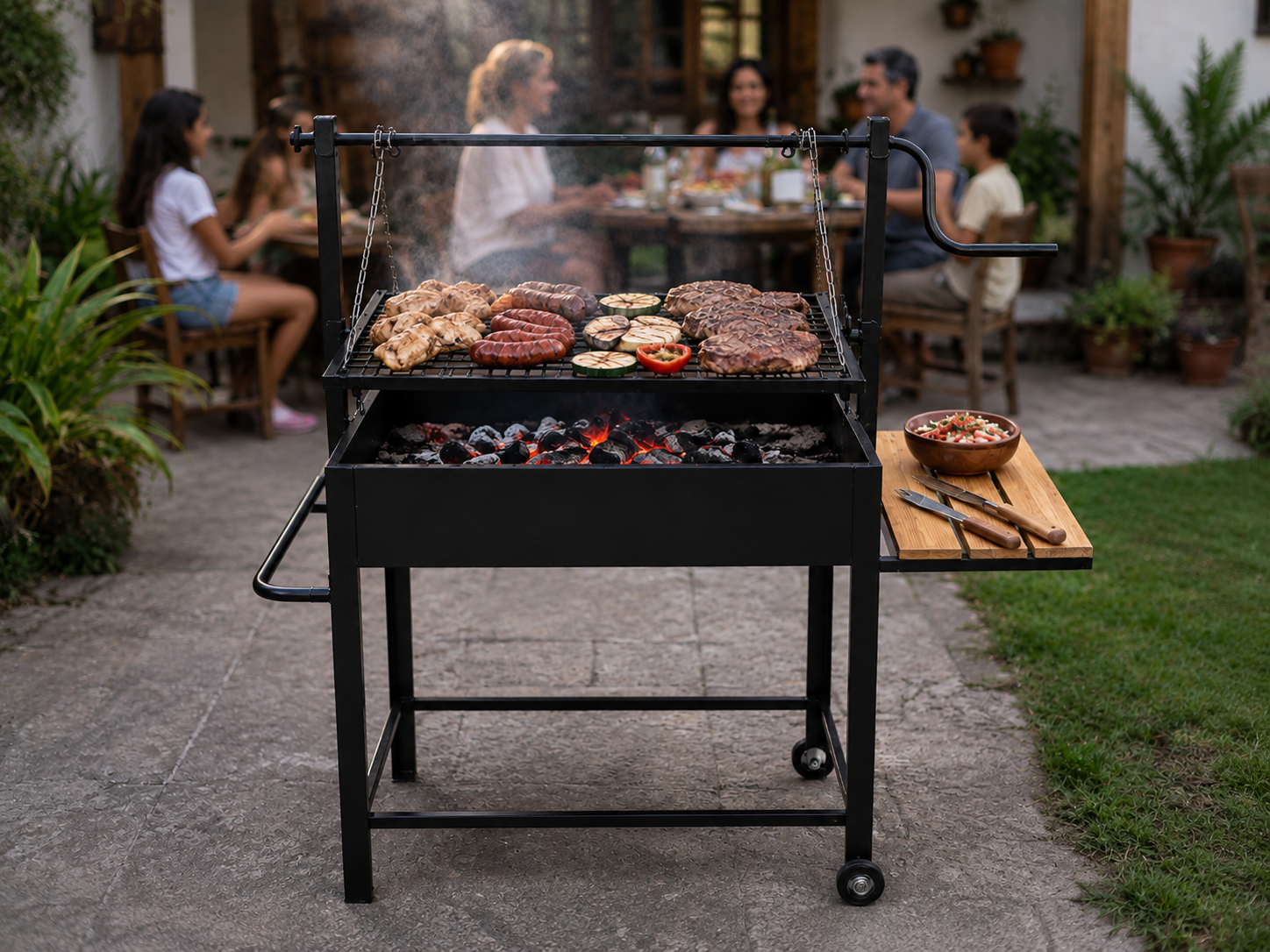 Detalle de la parrilla elevable con manivela — PARRILLATE