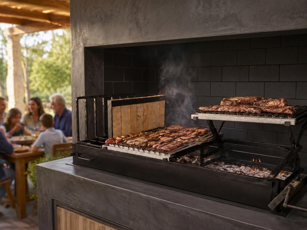 Detalle del nivel elevable de la parrilla empotrada — PARRILLATE